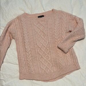 Banana Republic Pink Cable Knit Crew Neck Sweater